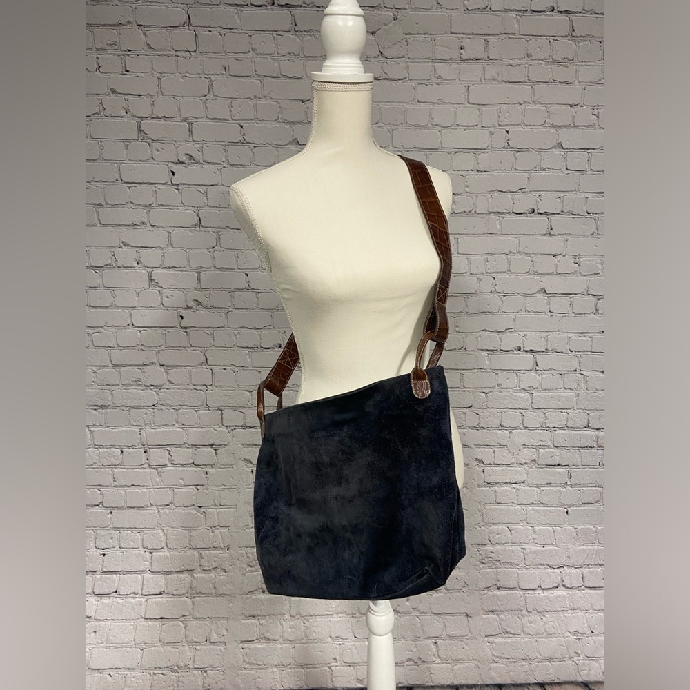 Vintage Empress Crossbody Bag Black Suede